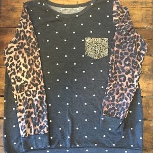 Polka dot and leopard sweater